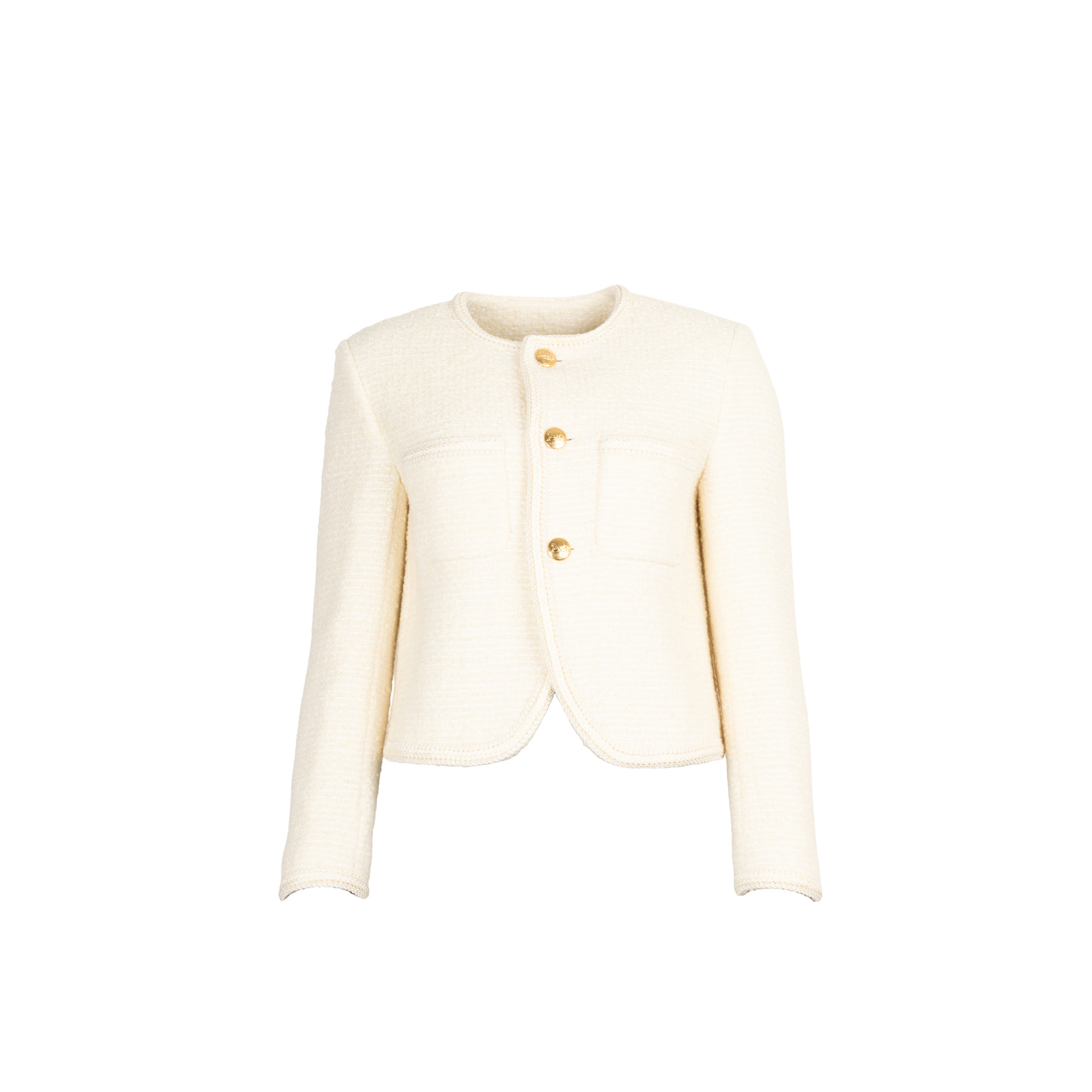 CELINE PATCH POCKET TWEED JACKET IVORY 
